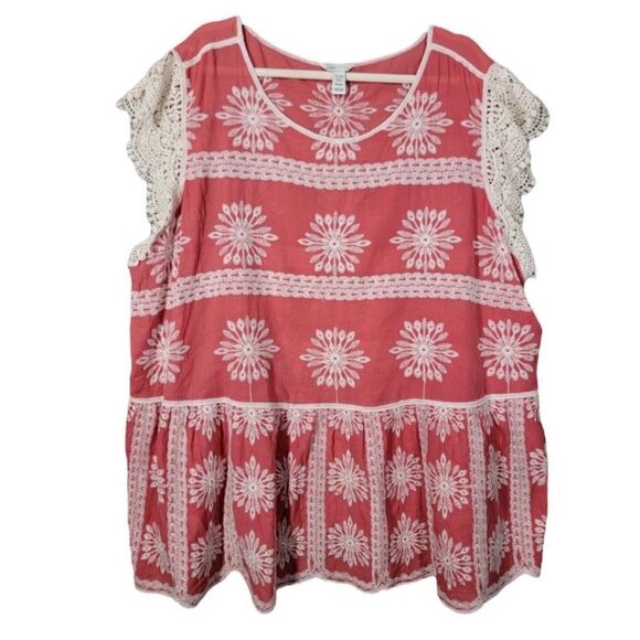 Cato boho lace and embroidery top size 22/24 - Picture 1 of 8